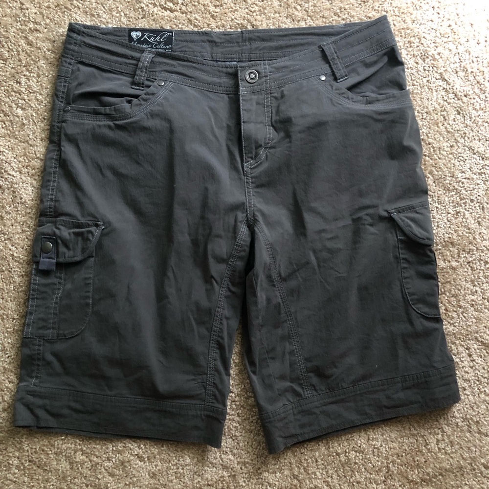 Kuhl Women’s 12 Cargo Shorts Bermuda Hiking Outdoor Camping Trail Gray green